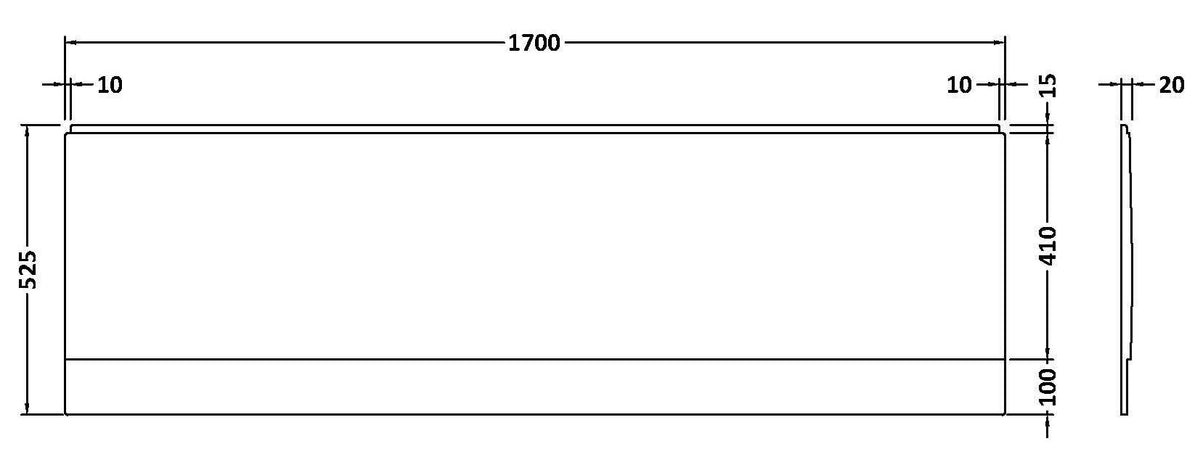Nuie Acrylic Front Bath Panel – 1500mm, 1600mm, 1700mm & 1800mm, photo 5