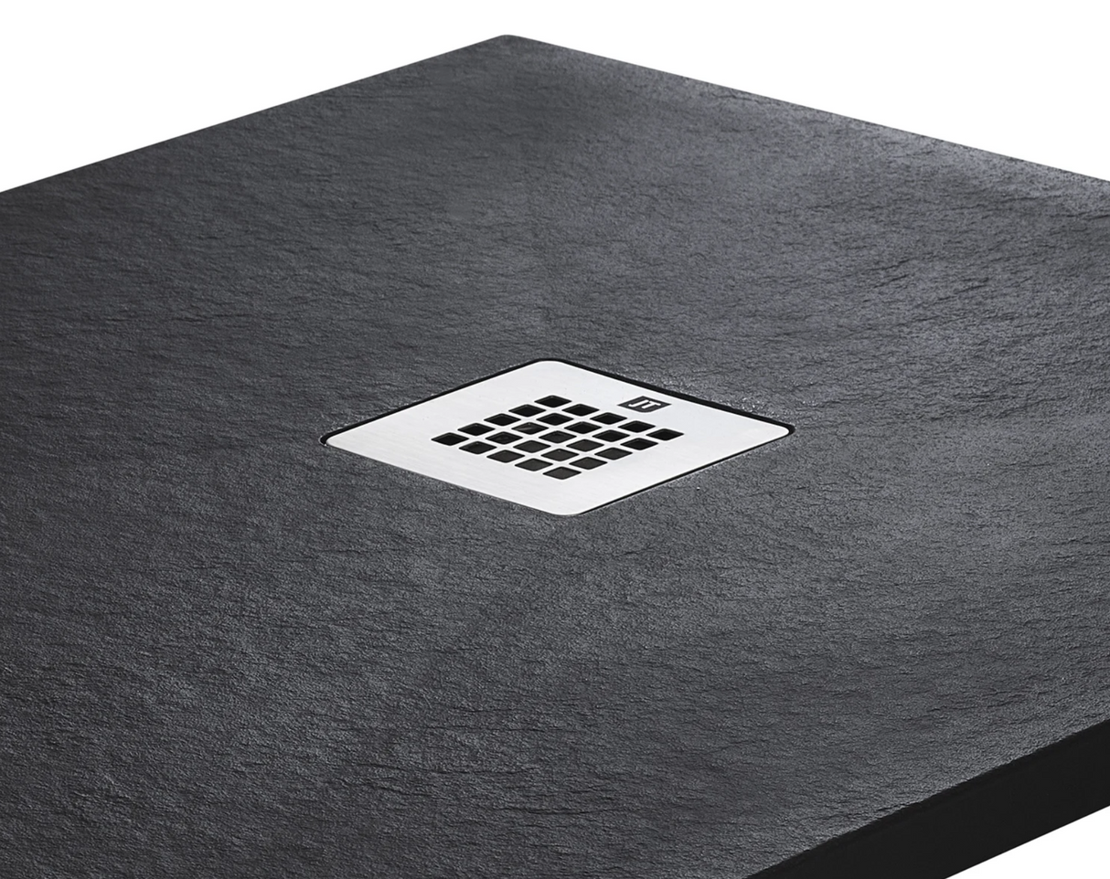 Kartell K-VIT Naturals Stone Effect Rectangle Shower Tray - 1200x700mm Graphite (STOR1207GP)