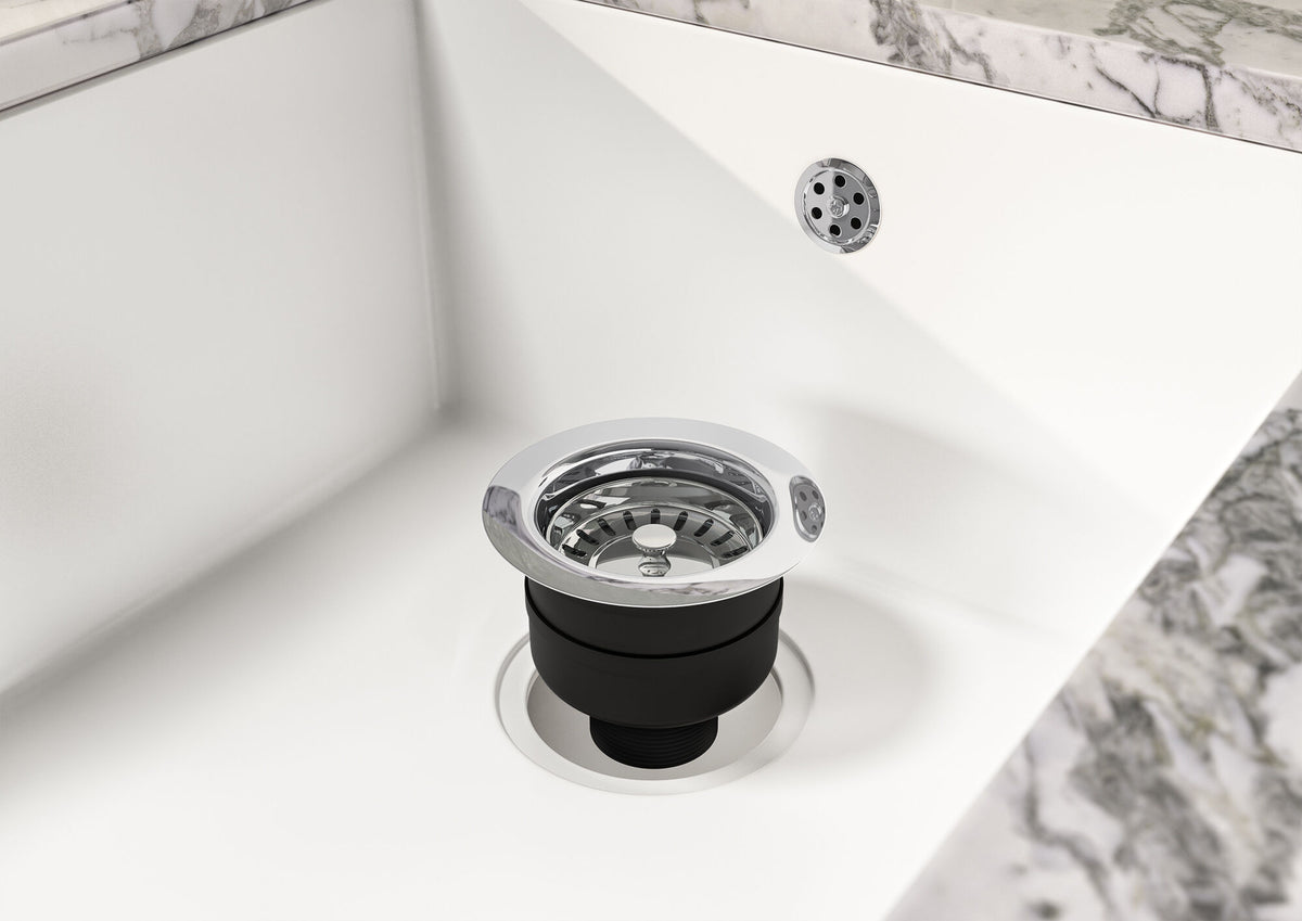 Nuie Top Fix Basket Strainer Basin Waste With Overflow – Chrome, Brushed Brass or Matt Black