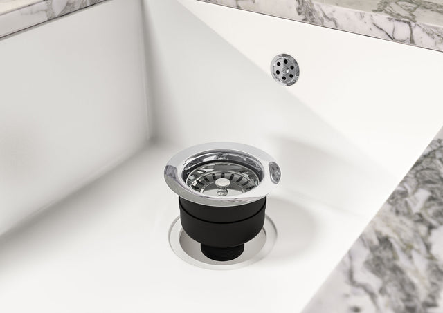 Nuie Top Fix Basket Strainer Basin Waste With Overflow – Chrome, Brushed Brass or Matt Black