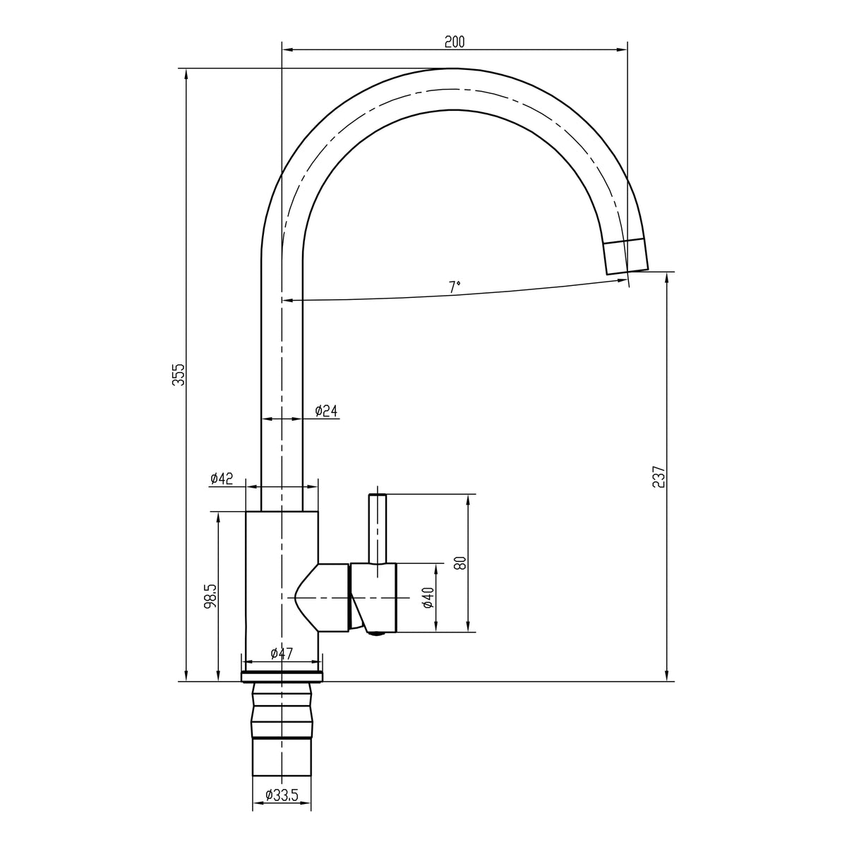 Nuie Top Fix Swan Kitchen Tap, photo 6