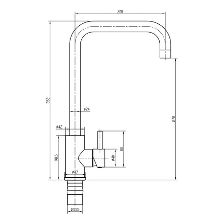 Nuie Top Fix Square Kitchen Tap, photo 6