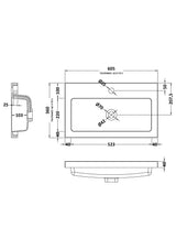 Nuie 1 Tap Hole Polymarble Rectangular Basin – 500mm & 600mm, photo 3