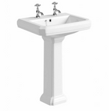 Kartell K-VIT Astley 600mm 2 Tap Hole Basin and Full Pedestal – White Gloss (POT036AS-POT037AS)