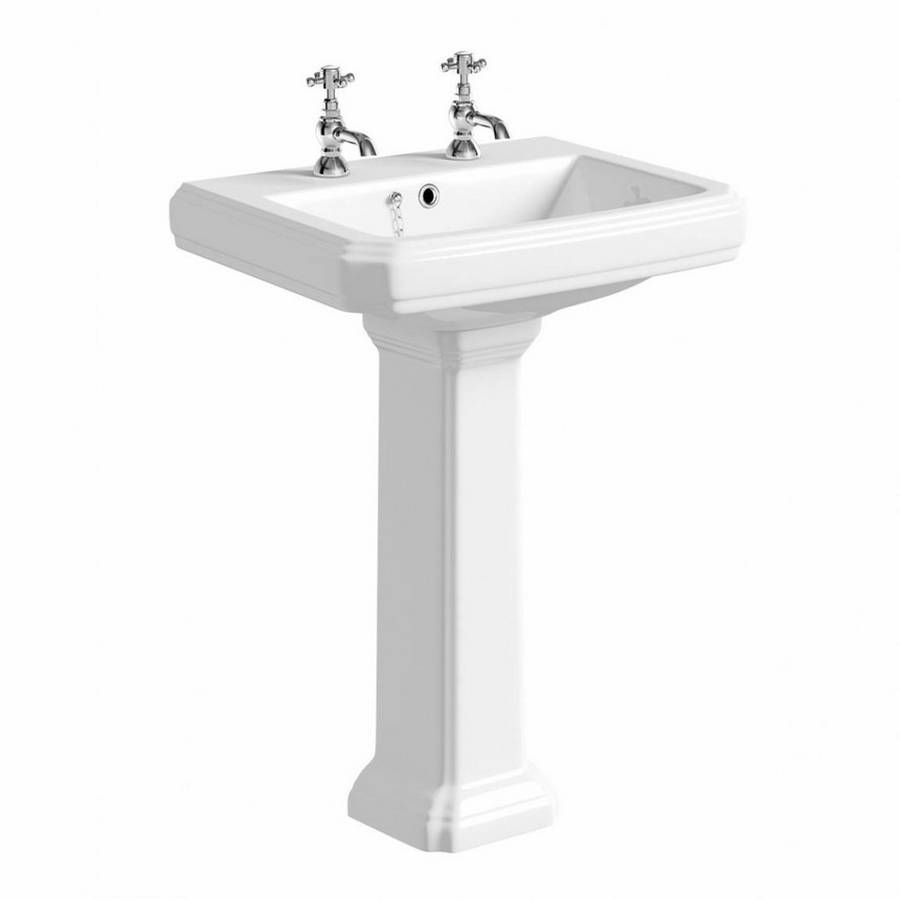 Kartell K-VIT Astley 600mm 2 Tap Hole Basin- White Gloss (POT036AS)