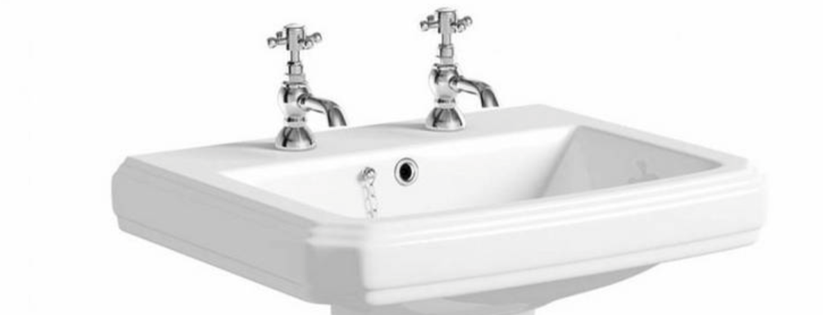 Kartell K-VIT Astley 600mm 2 Tap Hole Basin and Full Pedestal – White Gloss (POT036AS-POT037AS)