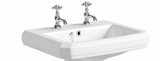 Kartell K-VIT Astley 600mm 2 Tap Hole Basin and Full Pedestal – White Gloss (POT036AS-POT037AS)