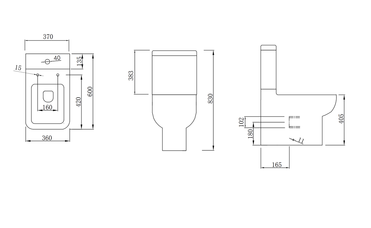 Kartell K-VIT Options 600 Close to Wall Close Coupled Rimless WC Pan (Cistern & Seat Options)- White Gloss (POT070OPR)