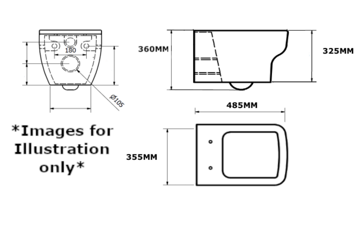 Kartell K-VIT Options 600 Wall Hung WC Pan- White Gloss (POT077OP)