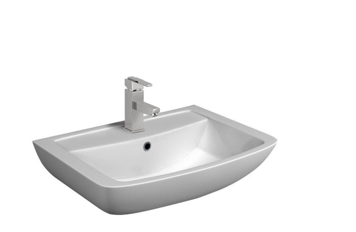 Kartell K-VIT Pure 550mm 1 Tap Hole Basin with Pedestal Options-White Gloss (POT260PU)