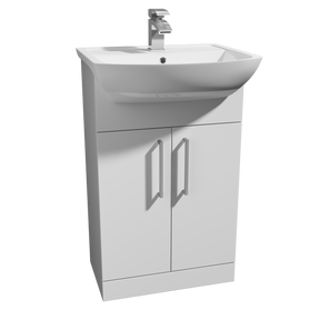 Kartell K-VIT Pure 550mm semi recessed 1 tap hole basin in white gloss ceramic - POT268PU