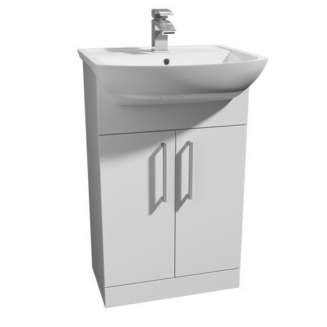 Kartell K-VIT Pure 550mm semi recessed 1 tap hole basin in white gloss ceramic - POT268PU