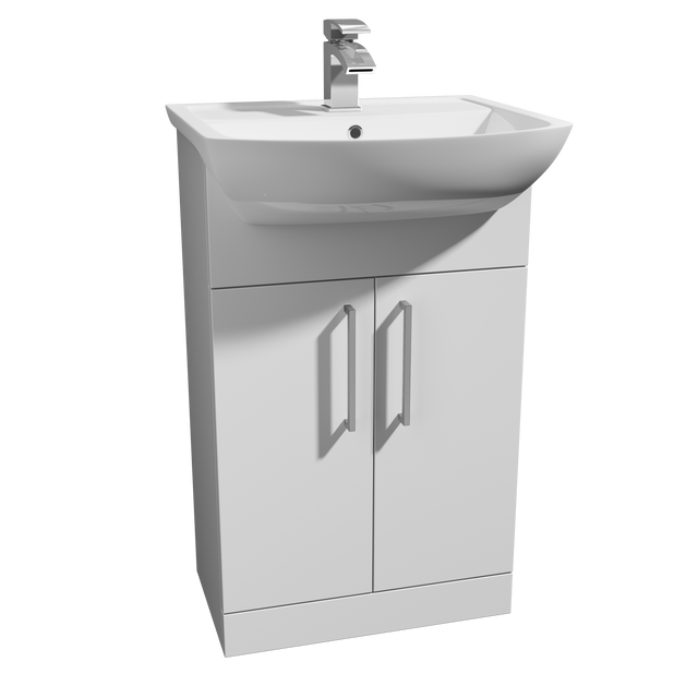 Kartell K-VIT Pure 550mm semi recessed 1 tap hole basin in white gloss ceramic - POT268PU