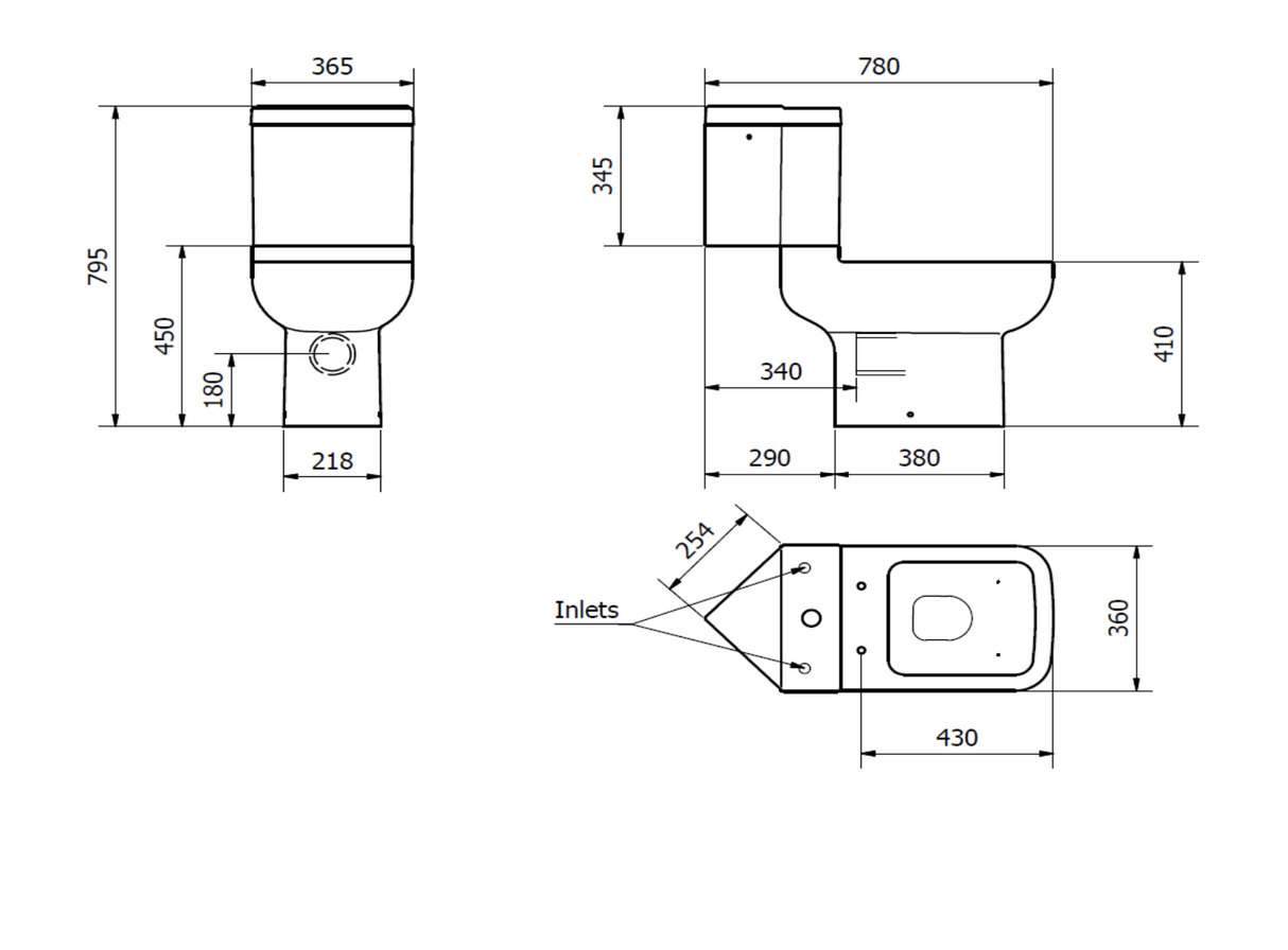 Kartell K-VIT Options 600 Rimless Close Coupled WC Pan (Cistern & Seat Options) - White Gloss (POT080OPR)