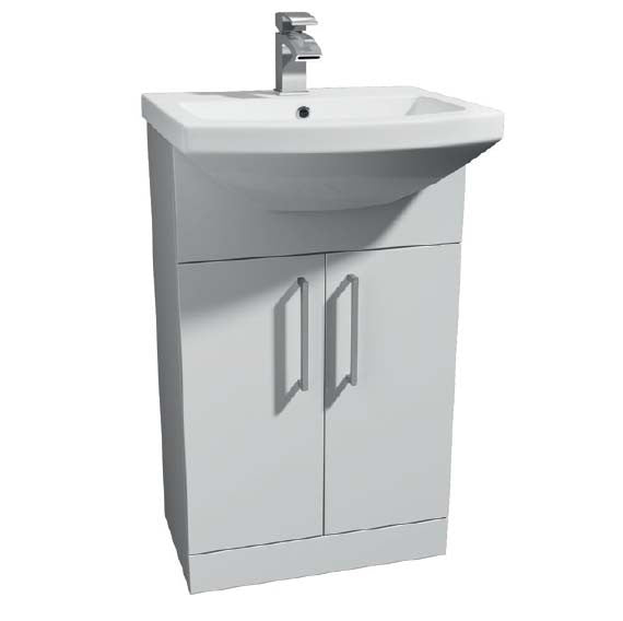 Kartell K-VIT Impakt 550mm Cabinet with Basin-Gloss White (POT474TR-IMP550VU-HAN008 x2)