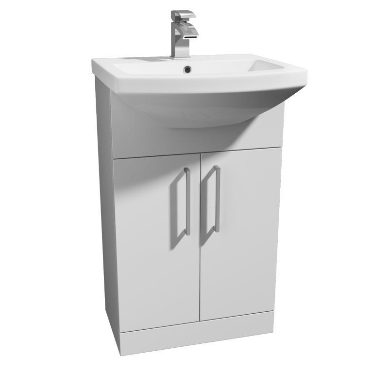 Kartell K-VIT Trim 550mm semi recessed 1 tap hole basin in white gloss - POT474TR