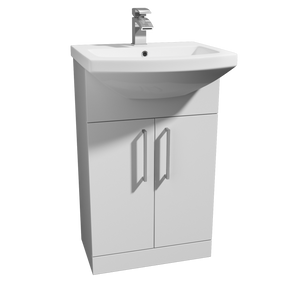 Kartell K-VIT Trim 550mm semi recessed 1 tap hole basin in white gloss - POT474TR