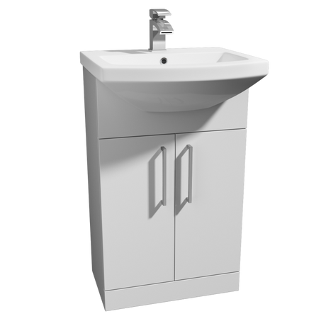 Kartell K-VIT Trim 550mm semi recessed 1 tap hole basin in white gloss - POT474TR