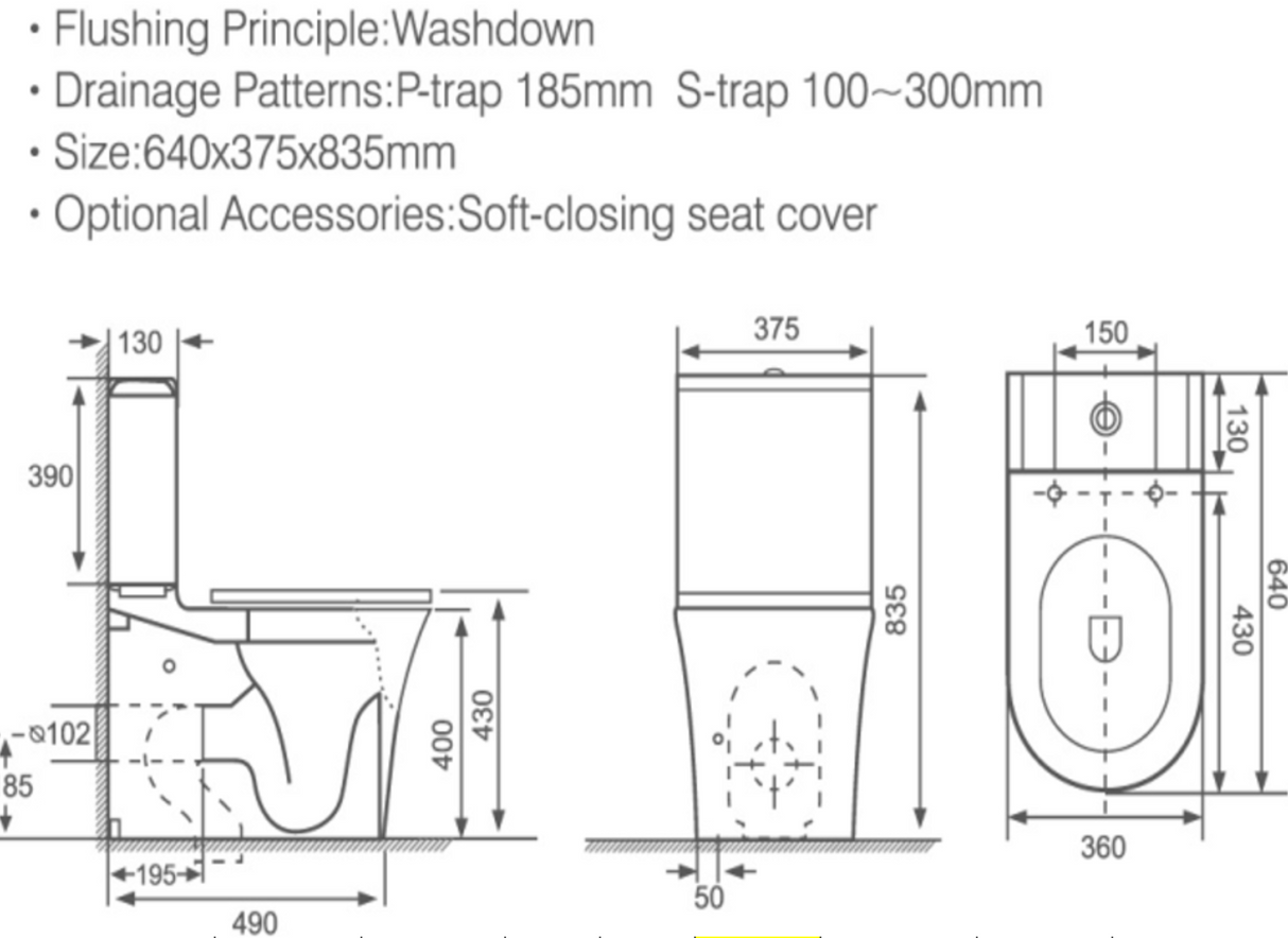 Kartell K-VIT Kameo Close Coupled Close To Wall Pan (Cistern & Seat Options)- White Gloss (POT541KA)