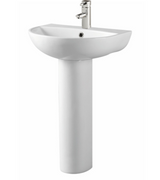 Kartell K-VIT Kameo 550mm 1 Tap Hole Basin with Pedestal Options-White Gloss (POT542KA)