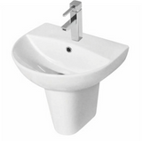Kartell K-VIT Kameo 550mm 1 Tap Hole Basin with Pedestal Options-White Gloss (POT542KA)