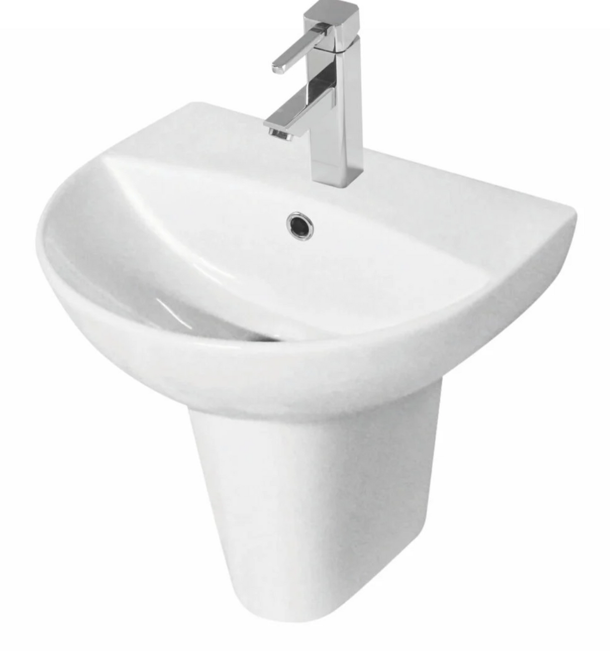 Kartell K-VIT Kameo 500mm One Tap Hole Basin with Pedestal Options- White Gloss (POT543KA)