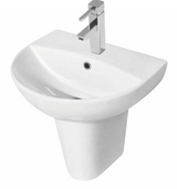 Kartell K-VIT Kameo 500mm One Tap Hole Basin with Pedestal Options- White Gloss (POT543KA)