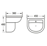 Kartell K-VIT Kameo 450mm 1 Tap Hole Basin with Pedestal Options-White Gloss (POT544KA)