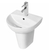Kartell K-VIT Kameo 450mm 1 Tap Hole Basin with Pedestal Options-White Gloss (POT544KA)