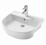 Kartell K-VIT Kameo 560mm  Semi Recessed 1 Tap Hole Basin-White Gloss (POT545KA)
