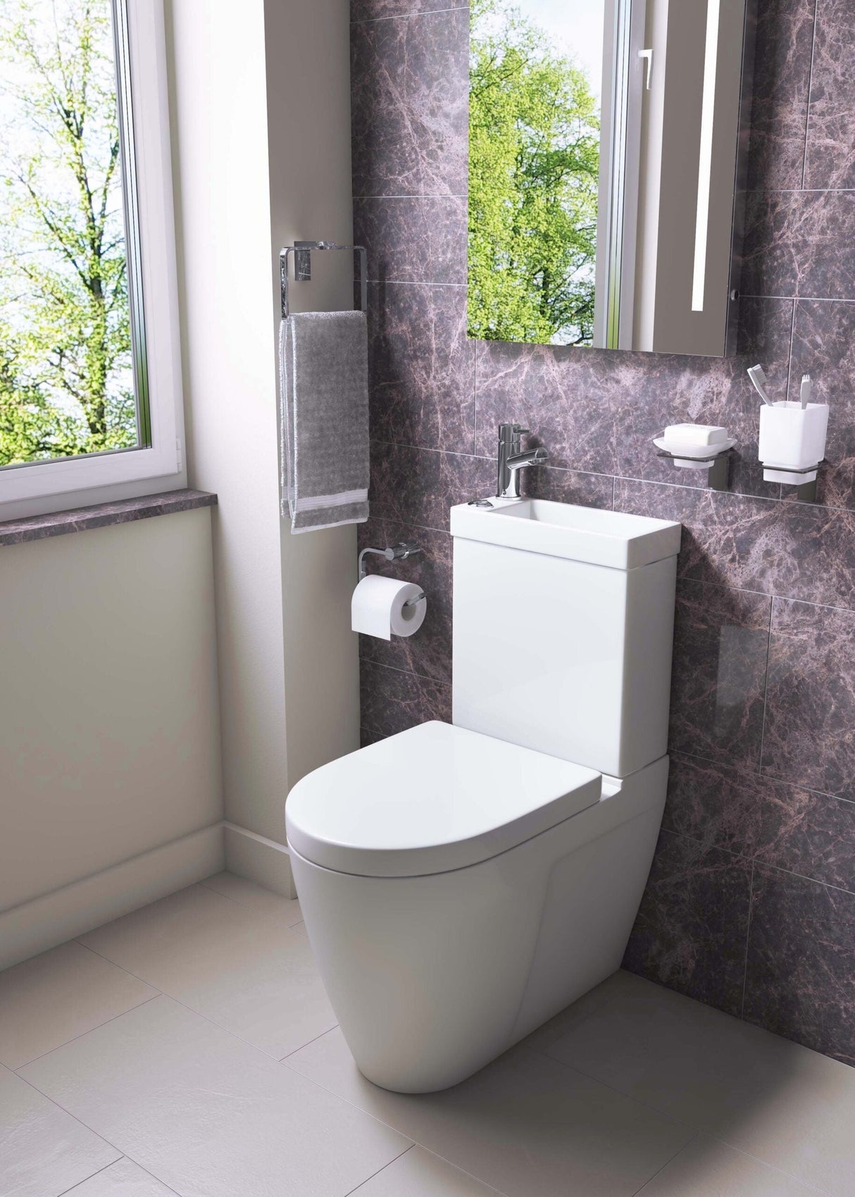 Kartell K-VIT Combi 2 in 1 Cistern, Basin, WC Pan & Mixer Tap- White Gloss (POT955CM-POT960CM)