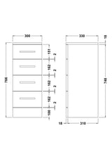 Nuie Mayford 300mm 4 Drawer Floor Standing Cabinet – Gloss White, photo 3