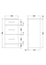 Nuie Mayford 350mm 3 Drawer Floor Standing Cabinet – Gloss White, photo 3