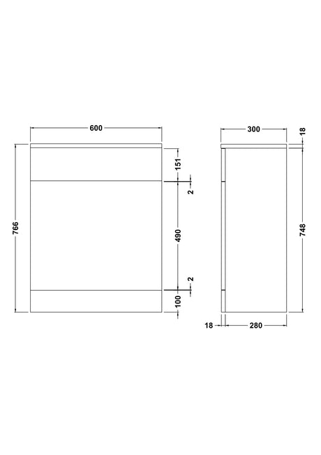 Nuie Mayford Floor Standing Slimline WC Unit – 500mm & 600mm, photo 4