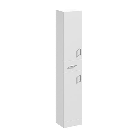 Nuie Mayford 350mm 2 Door 1 Drawer Floor Standing Tall Cabinet – Gloss White, photo 2