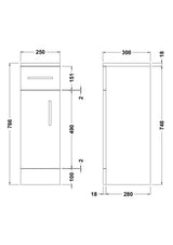 Nuie Mayford 250mm 1 Door 1 Drawer Floor Standing Cabinet – Gloss White, photo 3