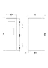 Nuie Mayford 250mm 1 Door 1 Drawer Floor Standing Cabinet – Gloss White, photo 3