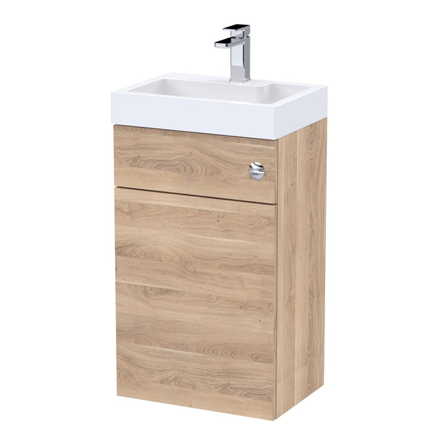 Nuie 500mm WC Unit with 1 Tap Hole Basin Bleached Oak