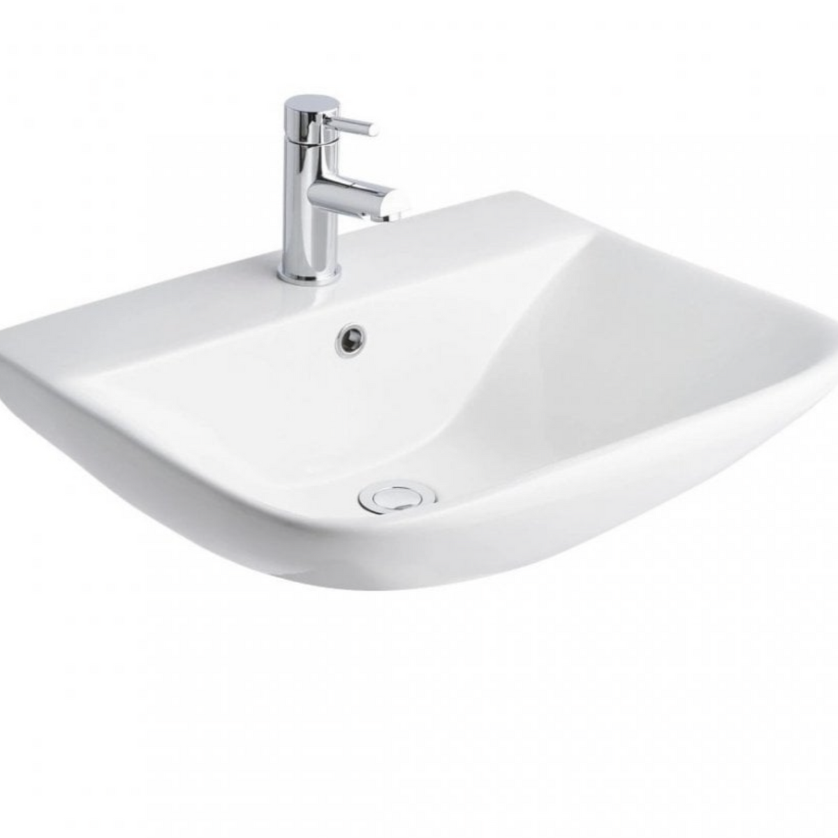 Kartell K-VIT Primo Square 550mm 1 Tap Hole Basin- White Gloss (PRI-55 ...