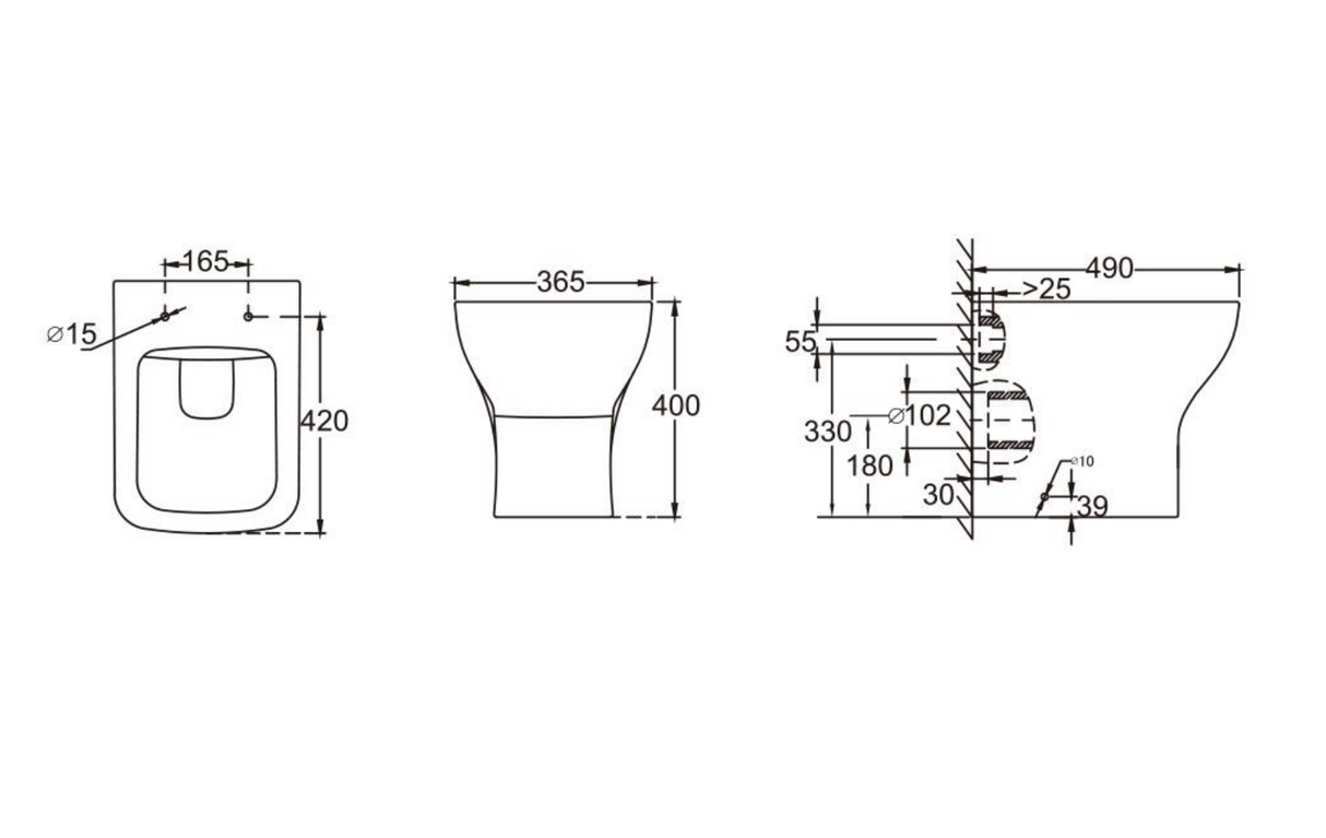 Kartell K-VIT Primo Square Rimless Back To Wall Pan and Soft Close Seat- White Gloss (PRI-BTW-SQ-PRI-SEAT-SQ)
