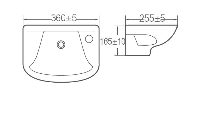 Kartell K-VIT Proton Cloakroom 355mm 1 Tap Hole Basin- White Gloss (PRO355BAS1)