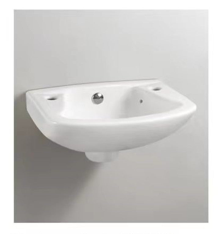 Kartell K-VIT Proton Cloakroom 355mm 2 Tap Hole Basin- White Gloss (PRO355BAS2)