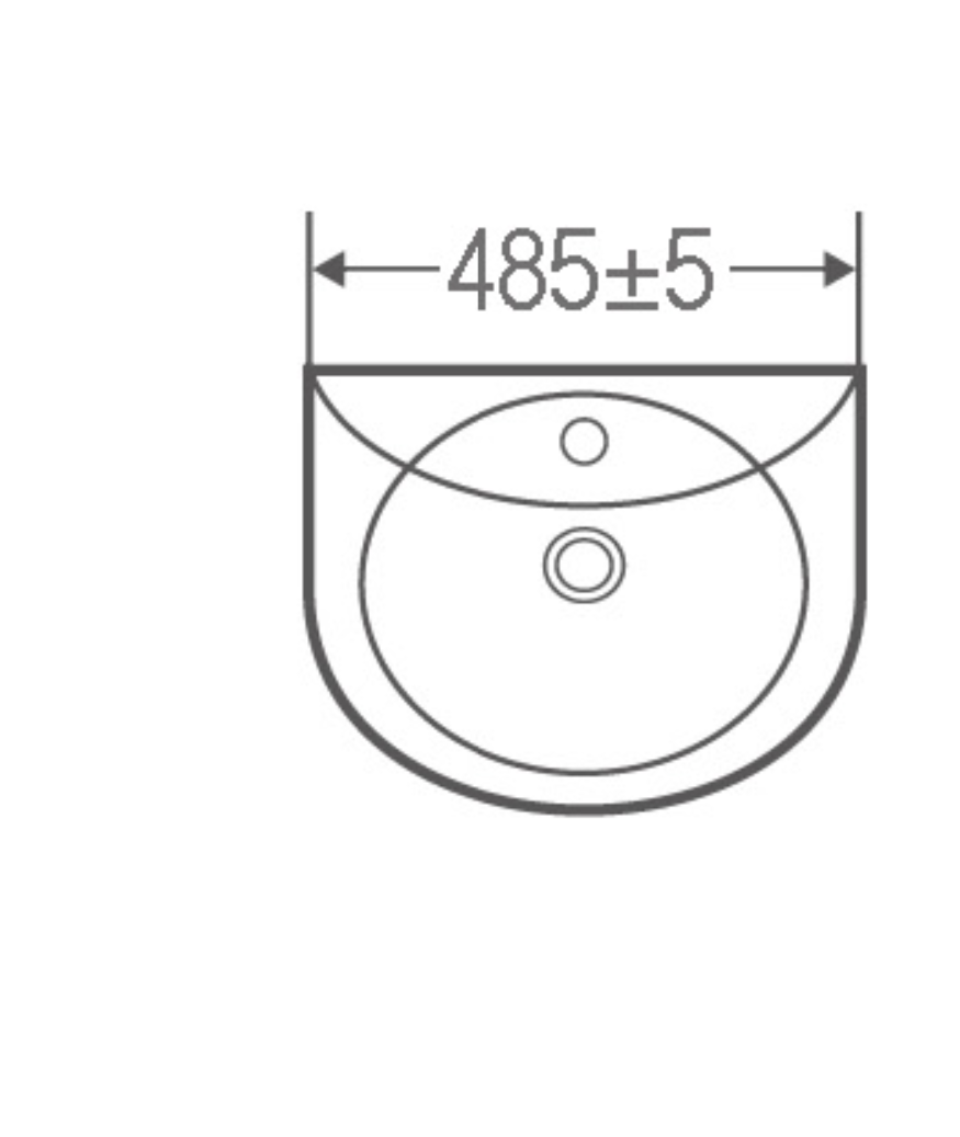 Kartell K-VIT Proton 485mm 1 Tap Hole Basin- White Gloss (PRO485BAS1)