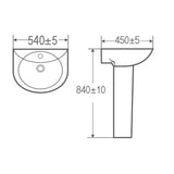 Kartell K-VIT Proton 540mm 1 Tap Hole Basin- White Gloss (PRO540BAS1)