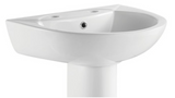 Kartell K-VIT Proton 540mm 2 Tap Hole Basin with Pedestal Options – White Gloss (PRO540BAS2)