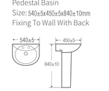 Kartell K-VIT Proton 540mm 2 Tap Hole Basin with Pedestal Options – White Gloss (PRO540BAS2)