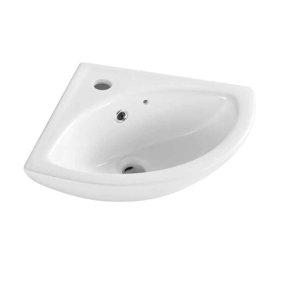 Kartell K-VIT Proton Corner 1 Tap Hole Basin- White Gloss (PROCRNBAS1)