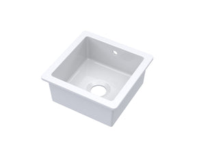 Nuie 457 x 457mm Fireclay Single Bowl Square Inset Sink With Central Waste And Overflow – White or Soft Black, photo 2