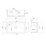 Nuie Fireclay Single Bowl Rectangular Inset Sink With Central Waste And Overflow – 548 x 442mm, 711 x 482mm & 762 x 457mm, photo 6