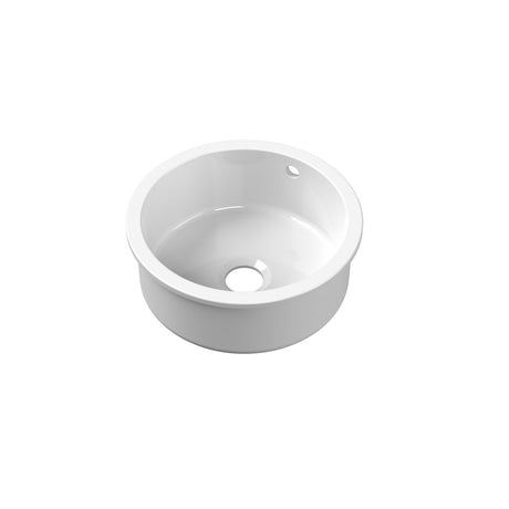Nuie 460 x 191mm Fireclay Single Bowl Round Inset Sink With Central Waste And Overflow – White or Soft Black, photo 2